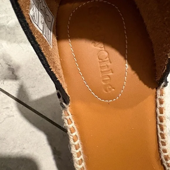 See By Chloe Black Leather and Tan Woven Espadrilles - Picture 7 of 7